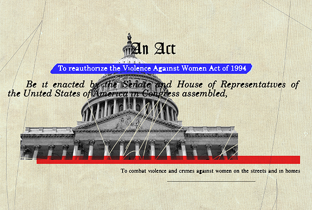 The text of the Violence Against Women Act is written over an image of the US capital building.