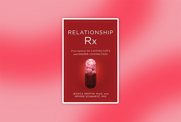 The cover of Relationship RX is against a cloudy red background.