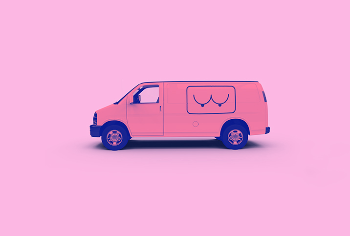 Pink-van-against-pink-background